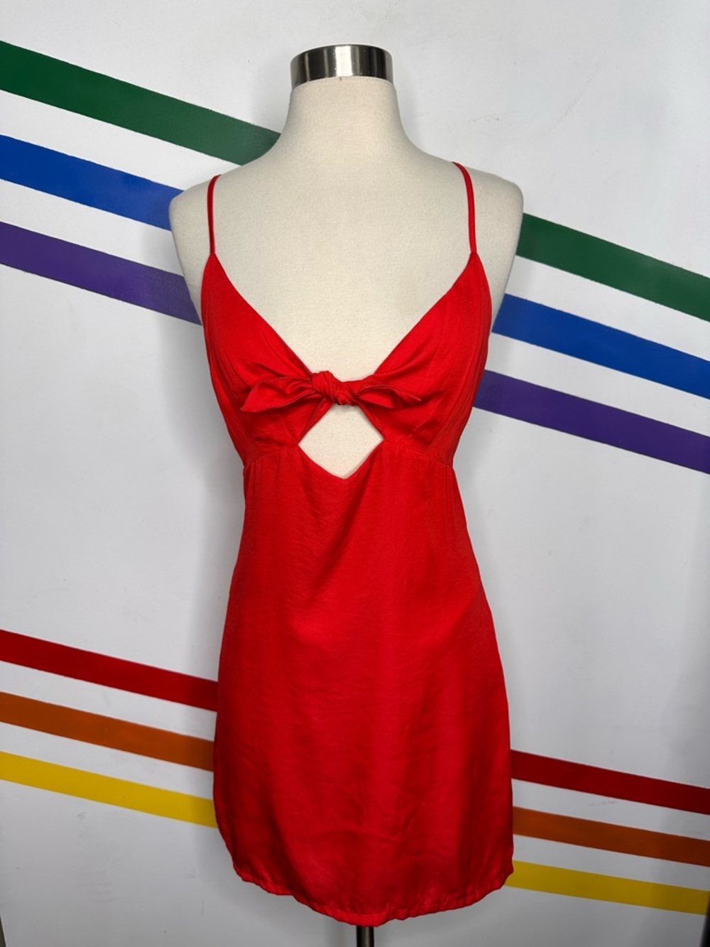 Urban Outfitters red bow front mini dress size small